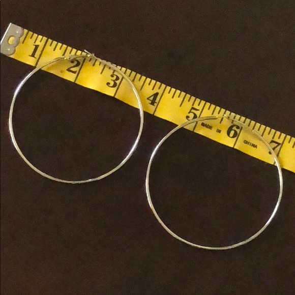 925 Sterling Silver Big Hoop Earrings Diameter 8cm - Picture 4 of 7